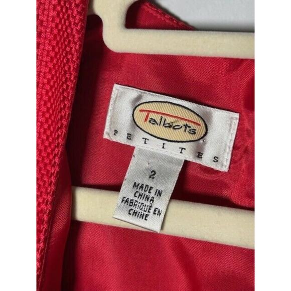 Talbots Two Piece Sheath Dress Suit Blazer Jacket Silk Wool Blend Coral Size 2P - Picture 12 of 13